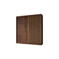 SCHWEBETÜRENSCHRANK LAMELLO 200/216/61 cm Modern Kleiderschrank 2-türig Nussbaumfarben - Nussbaumfarben, Holzwerkstoff (200/216/61cm) - MASSENO