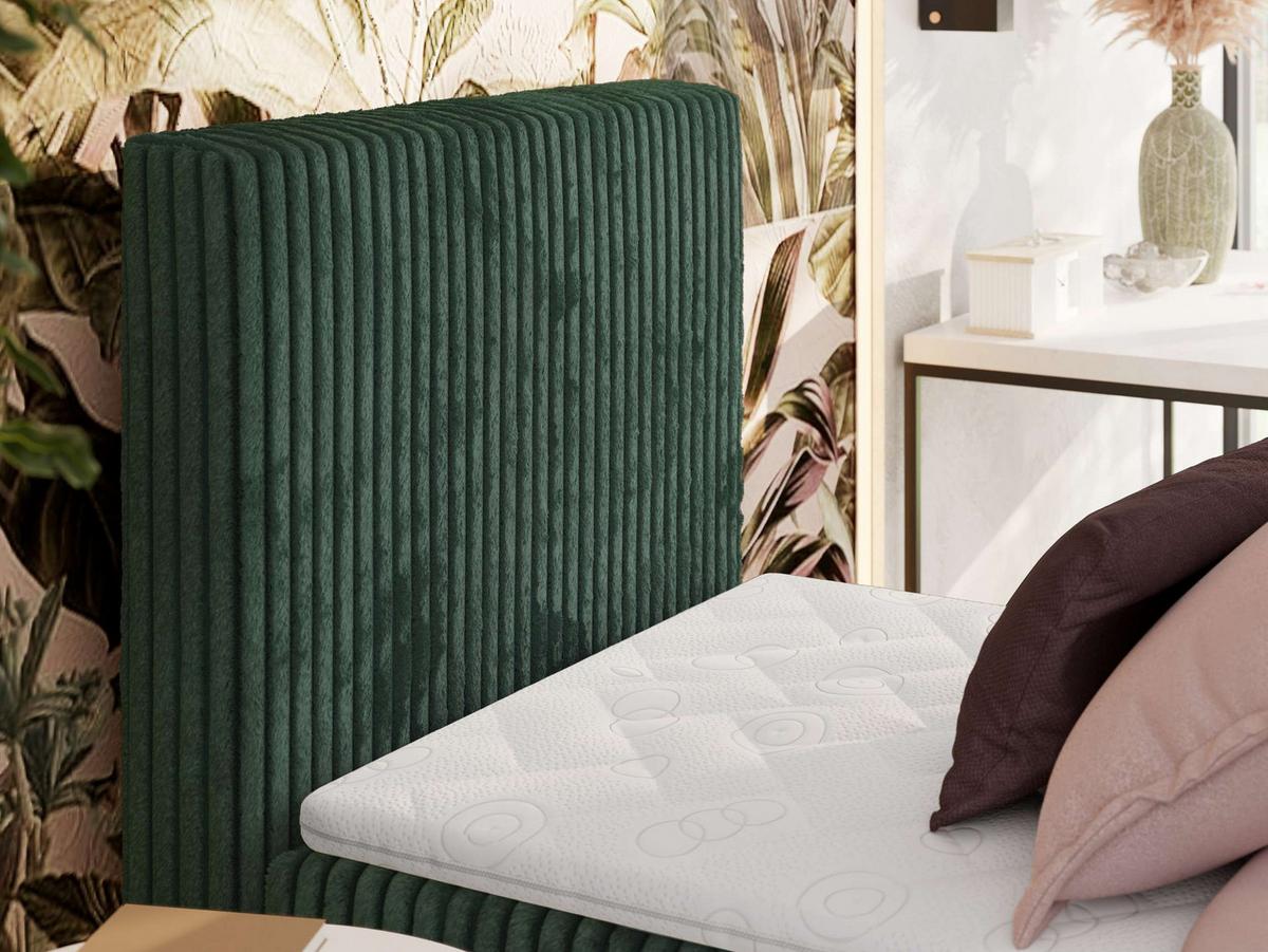 BOXBETT TILIANO 90/200 - Dunkelgrün Cord - H3 - Visco Topper - Links - Dunkelgrün, Textil (90/200cm) - MKS