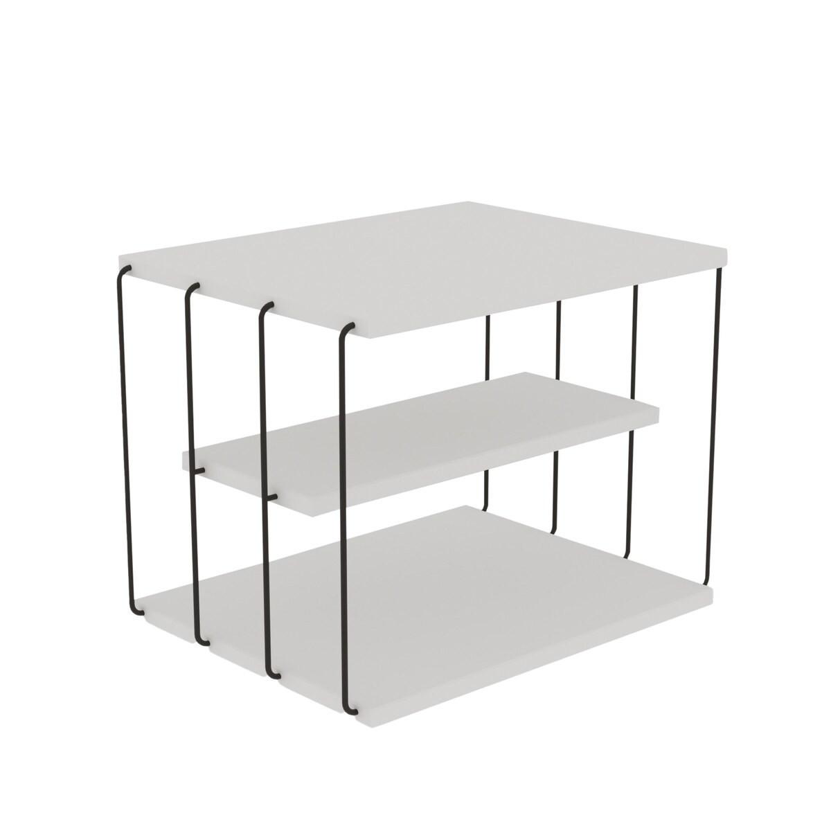 BEISTELLTISCH mit mehreren Ebenen - Lifon - 50/40/33 cm - Weiß, Holzwerkstoff (45/40/33cm) - Calicosy