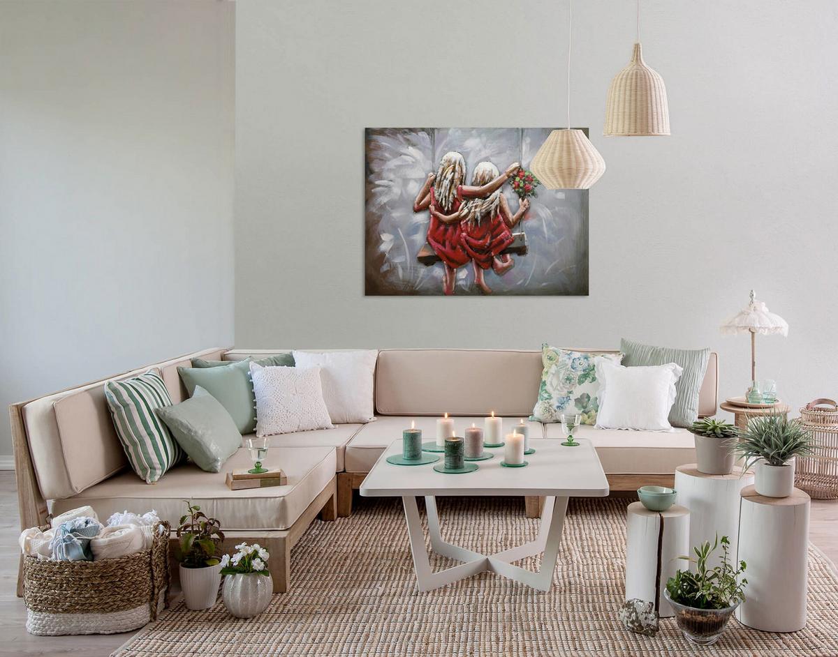 METALLBILD Rot 80/60 cm - Rot/Grau, Metall (5.2/60cm) - KUNSTLOFT