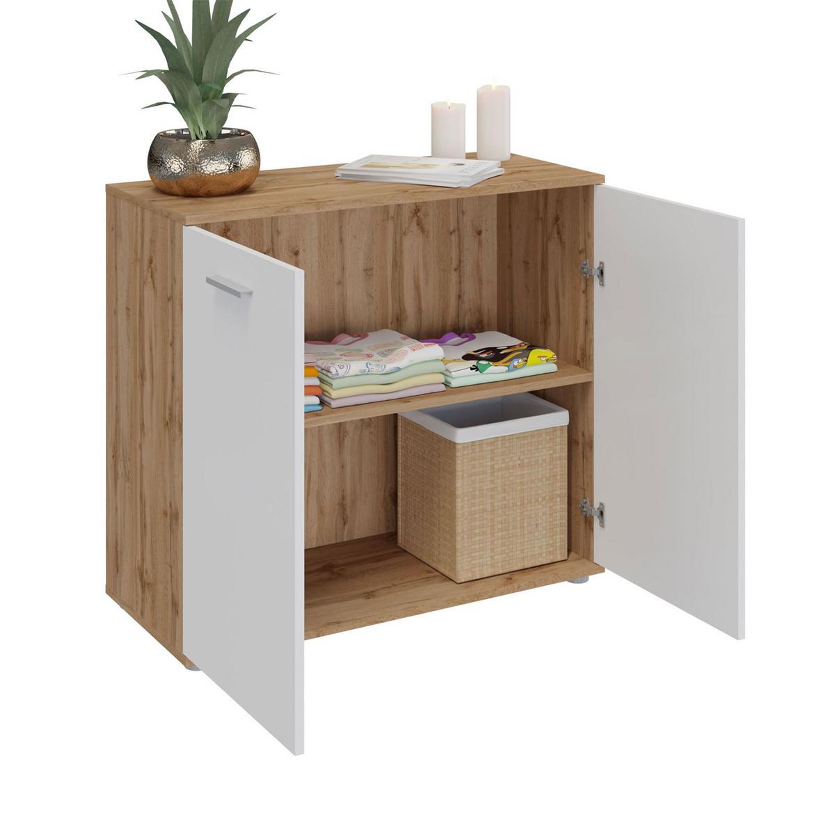 KOMMODE CHICAGO Wotan Eiche/weiß - Eiche Wotan/Weiß, Holzwerkstoff (91/82/40cm) - CARO-Möbel