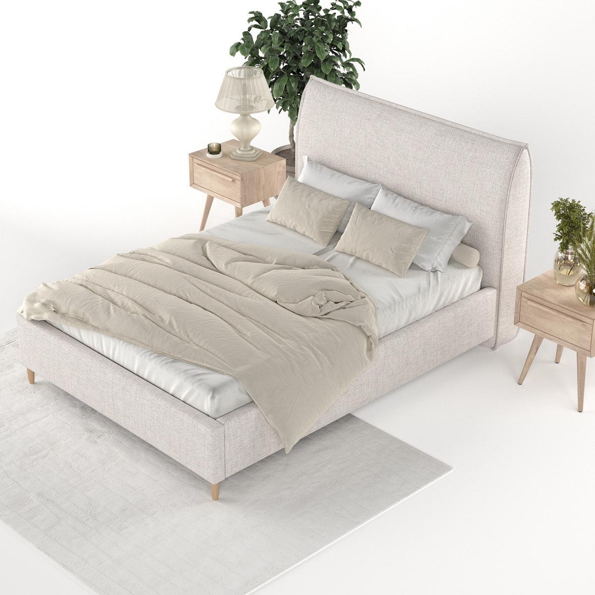 POLSTERBETT Mira 180/200 cm Hellbeige im Neve Stoff - Sandfarben/Naturfarben, Holz/Holzwerkstoff (180/200cm) - AltaBeds