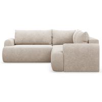 ECKSCHLAFSOFA Ovo BEIGER STOFF universell MIT BETTKASTEN - Beige/Schwarz, Kunststoff/Textil (245/245cm) - Selsey