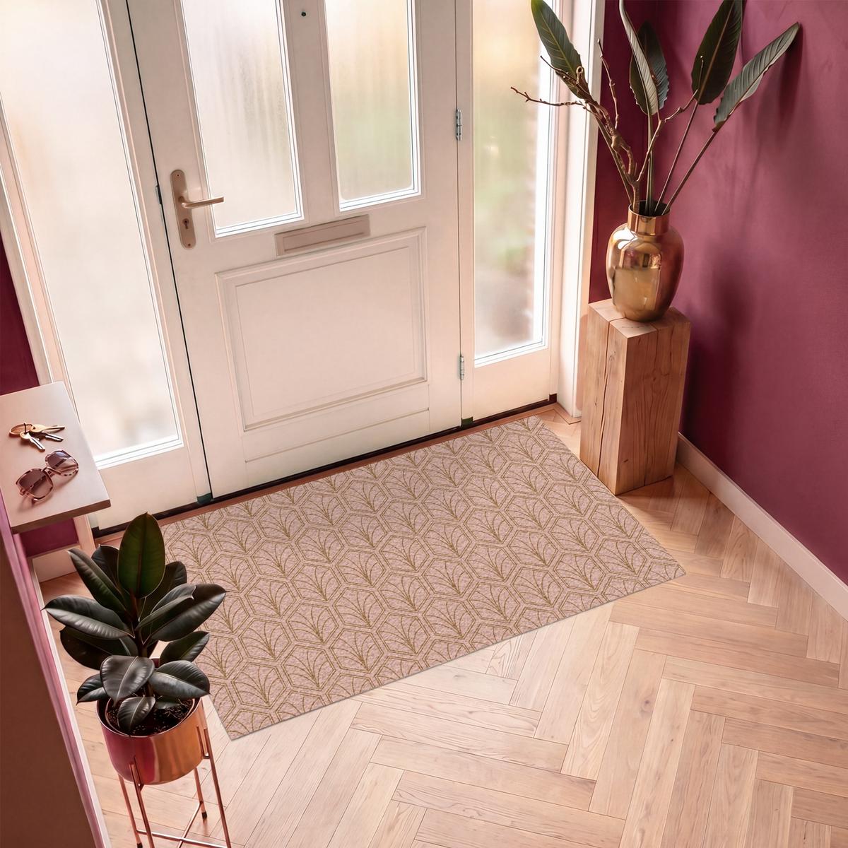 FUSSMATTE Lachsrosa - Muster - Geometrisch Schmutzfangmatte 150x90 cm - Altrosa, Kunststoff (150/0.4cm) - MuchoWow