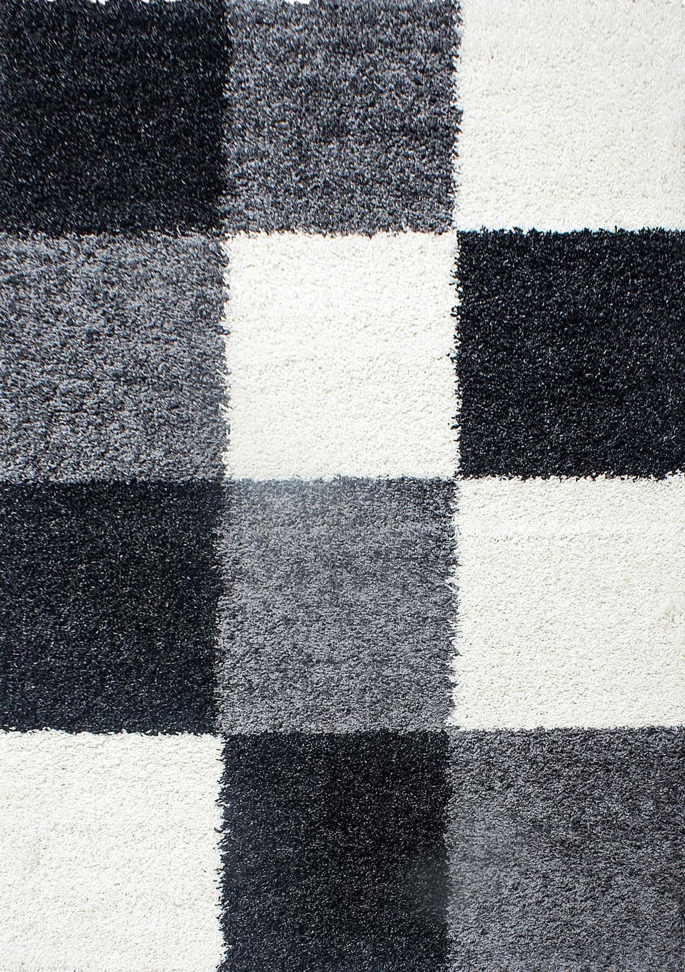 TEPPICH Hochflor RHEIN in Schwarz, kariert, 120 x 170 cm - Schwarz, Textil (170/120cm) - KADIMA DESIGN