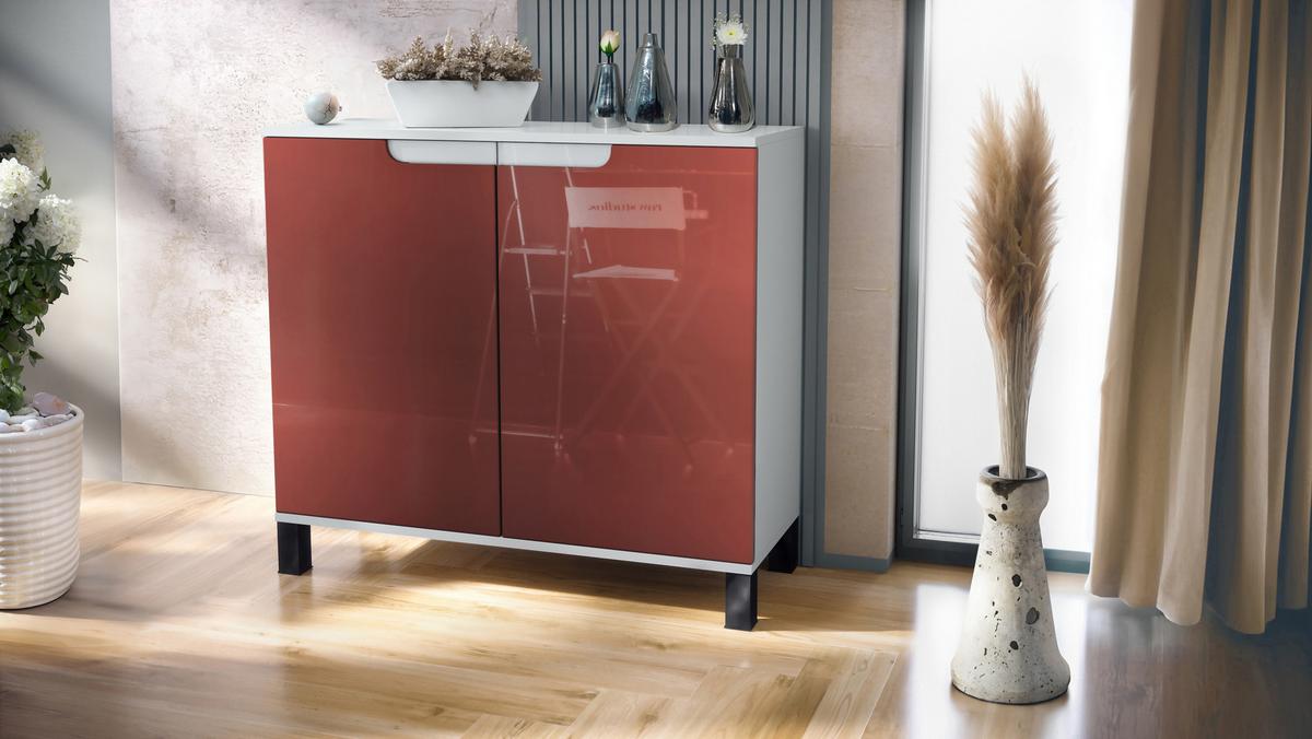 KOMMODE Sylt Bordeaux Hochglanz - Bordeaux, Holzwerkstoff (92.5/84.5/35cm) - Vladon