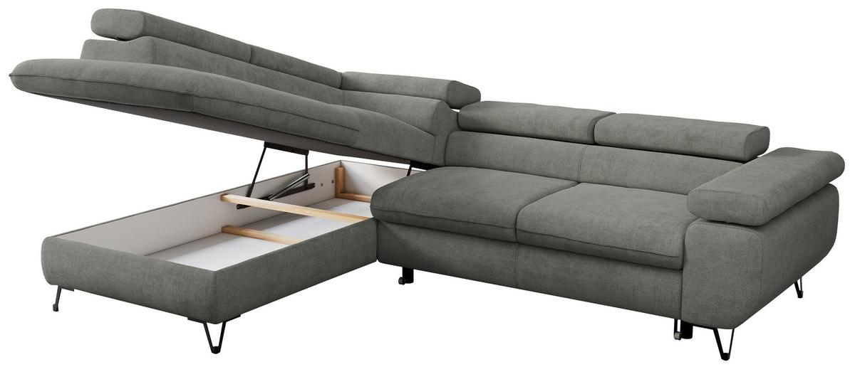 ECKSOFA PEDRO L Grau Struktur - Links Seite - Schwarz/Grau, Textil/Metall (208/273cm) - MKS