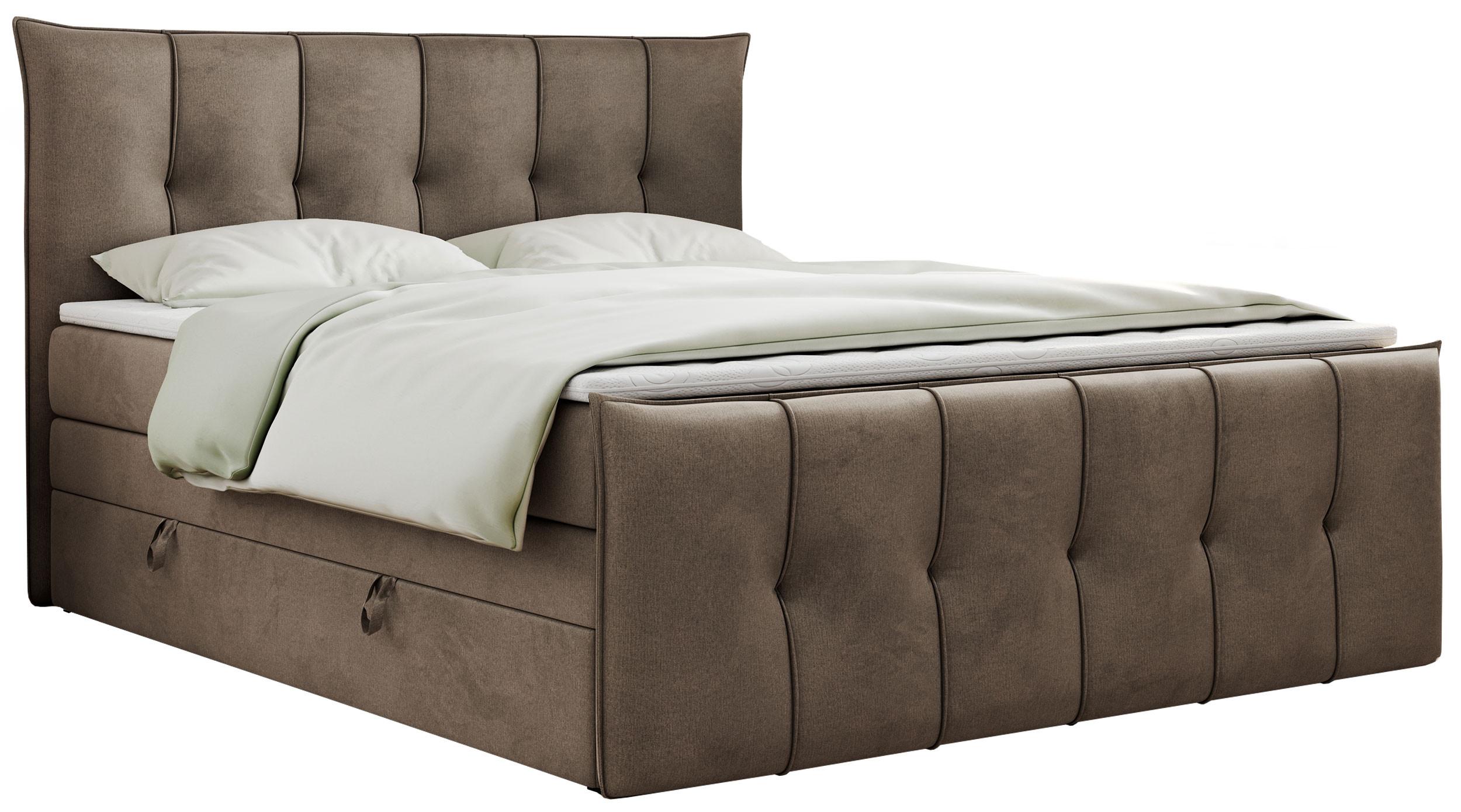 BOXSPRINGBETT PREMIUM 11 KING 160/200 Braun Velvet - H3 - Braun, Holz/Textil (160/200cm) - MKS