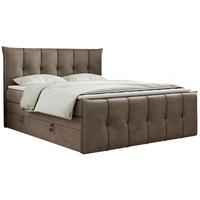 BOXSPRINGBETT PREMIUM 11 KING 160/200 Braun Velvet - H3 - Braun, Holz/Textil (160/200cm) - MKS