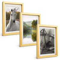 BILDER SET 3er Set - 20x30 cm Goldrahmen - Natur des Flusses White Horses - Goldfarben, Kunststoff (20/30cm) - TULUP