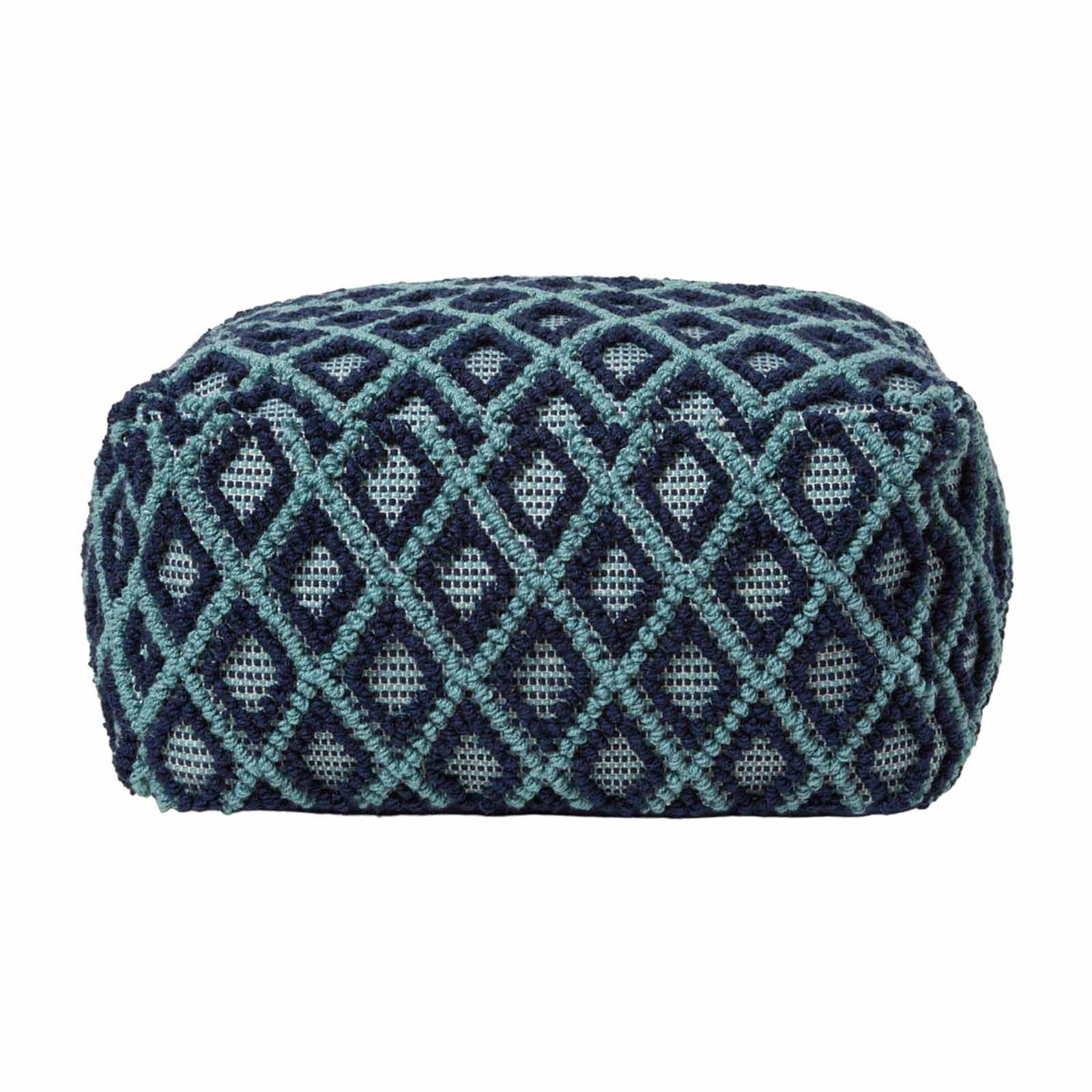 SITZPOUF Tula blau-grün gemustert, 55/55/30 cm - Blau, Textil (55/30/55cm) - Homescapes