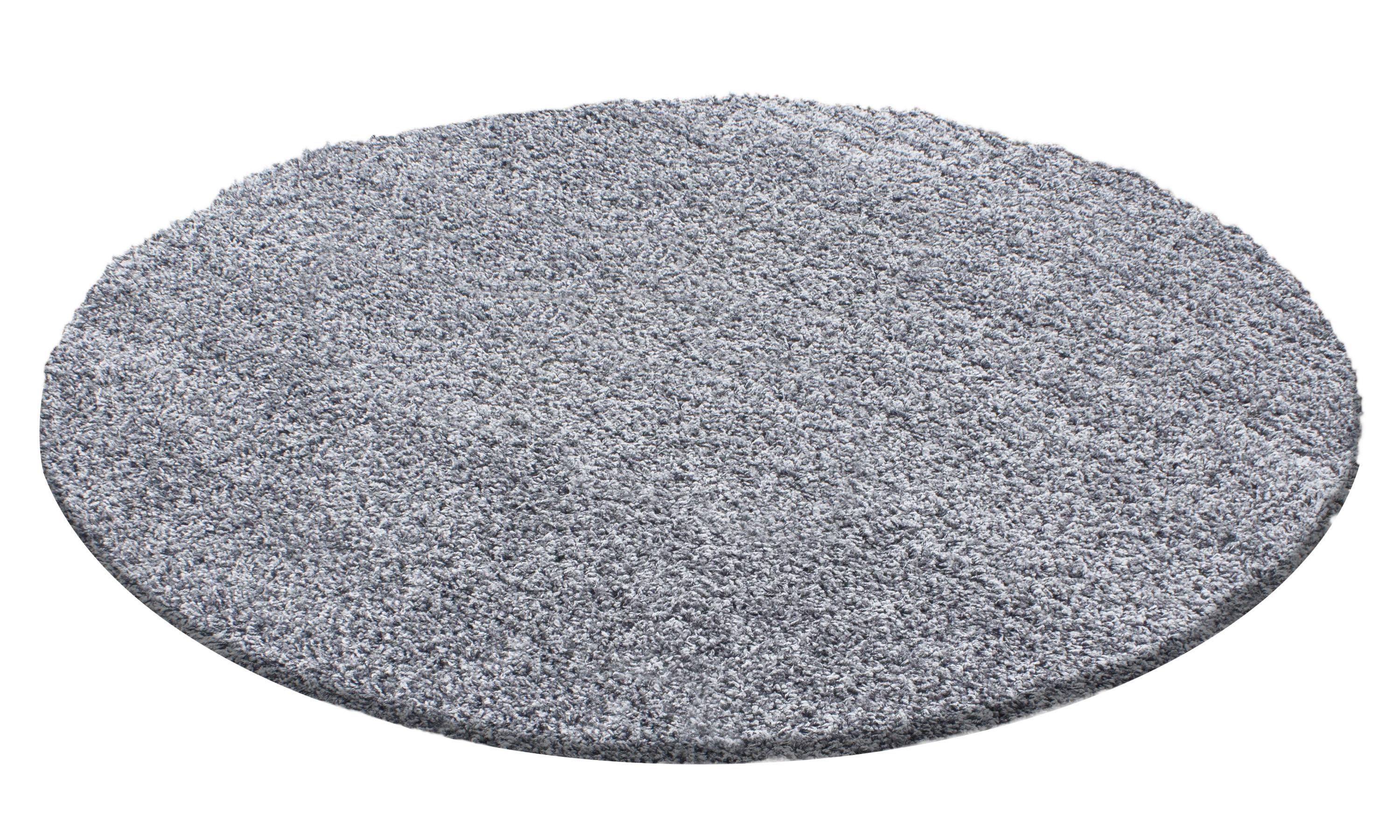 HOCHFLORTEPPICH RHEIN, einfarbig, aus Polypropylen, Hellgrau, Ø 120 cm - Grau, Textil (120/120cm) - KADIMA DESIGN