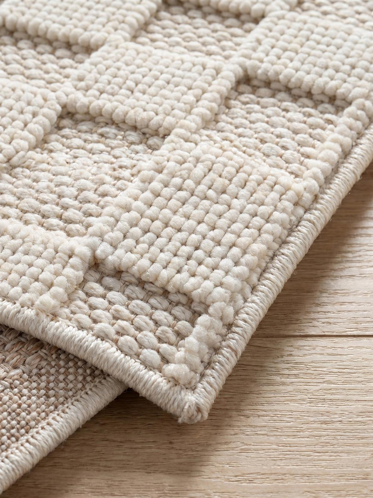 TEPPICH Flachgewebe LANGAU in Creme, mit Schachbrettmuster, 80 x 250 cm - Creme, Textil (80/250cm) - KADIMA DESIGN