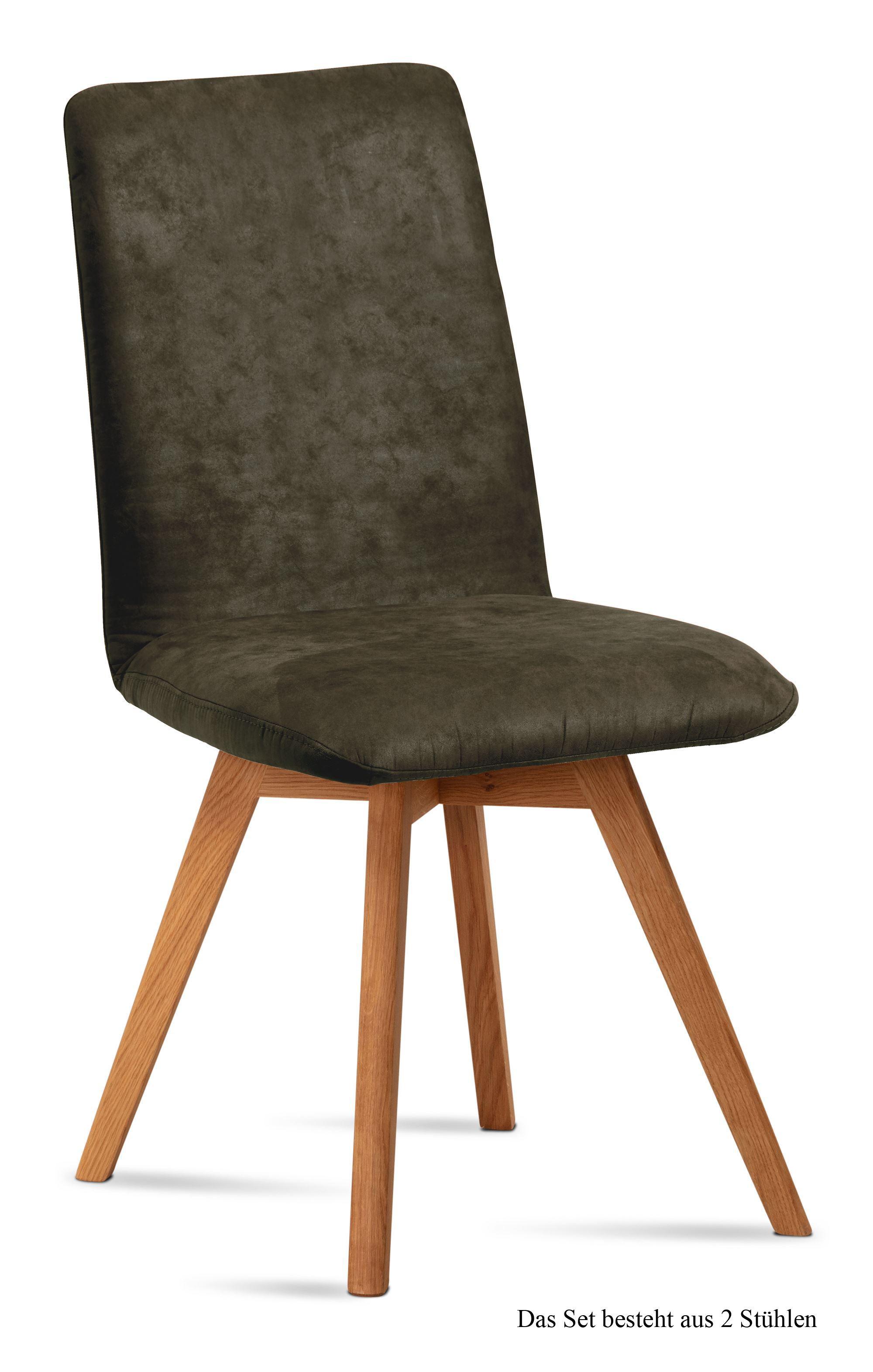 ESSZIMMERSTUHL (2er-Set) Dilga 47x92x60 Schwarz/Khaki - Dunkelgrün/Eichefarben, Kunststoff (60/92/47cm) - 58aufmkessel