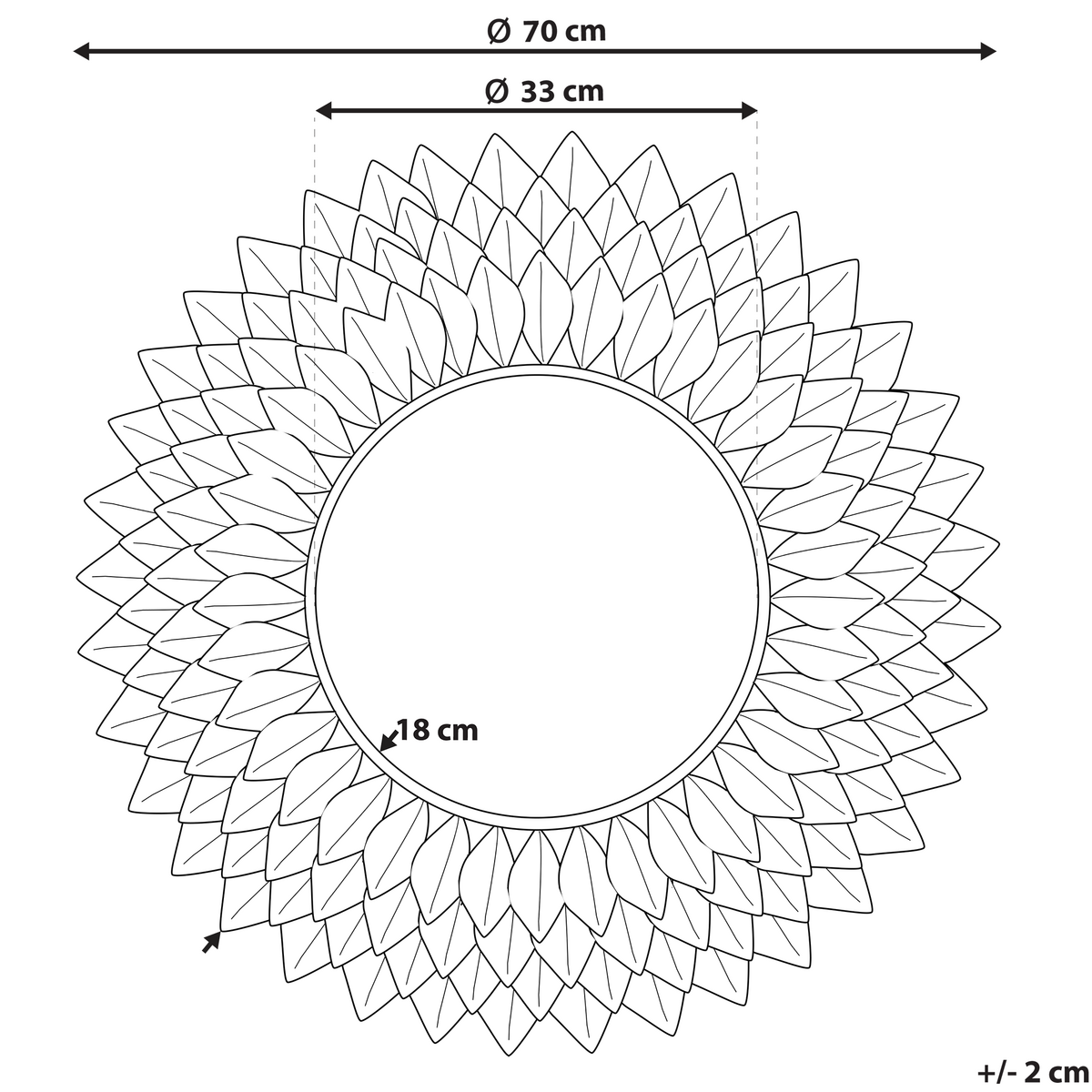 WANDSPIEGEL altsilber rund 70 cm Larrau - Silberfarben, Metall (70/70/4cm) - Beliani