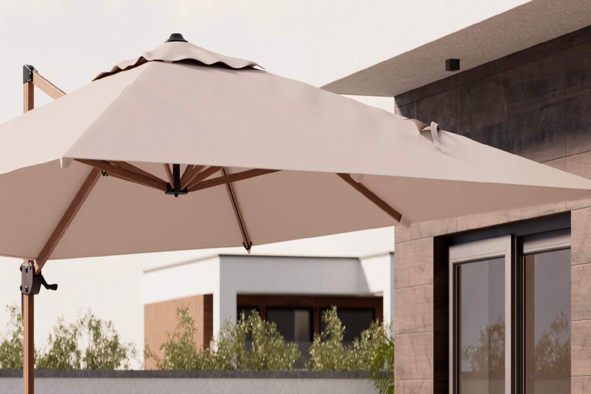 Ampelschirm rechteckig Textil Webstoff Beige Lichtschutzfaktor: UV50+ Neigungswinkel ca.: 150 ° 360° drehbar, UV-beständig 