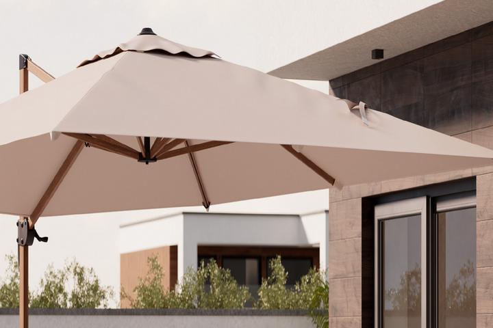 Ampelschirm rechteckig Textil Webstoff Beige Lichtschutzfaktor: UV50+ Neigungswinkel ca.: 150 ° 360° drehbar, UV-beständig