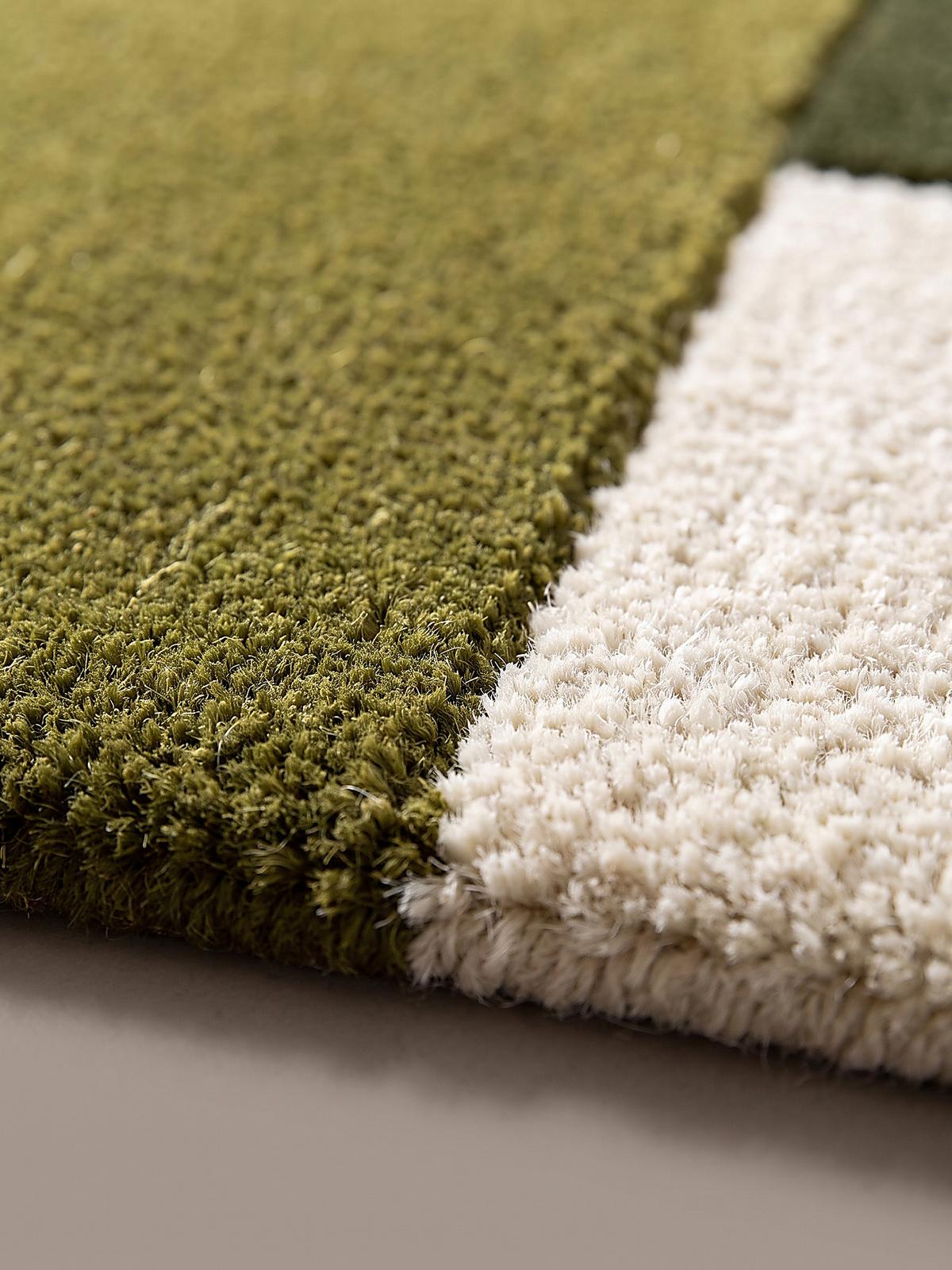 TEPPICHLÄUFER handgetuftet HALLEIN, Farbblöcke, Erdtöne-Grün, 66 x 300 cm - Grün, Textil (66/300cm) - KADIMA DESIGN