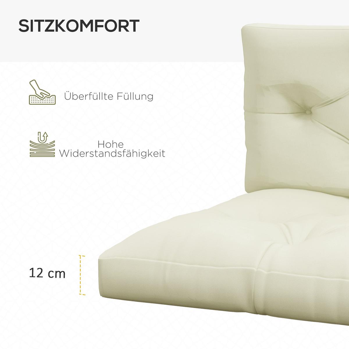 SITZKISSEN 2er Set Polyester Cremeweiß - Creme, Textil (80/12/120cm) - Outsunny
