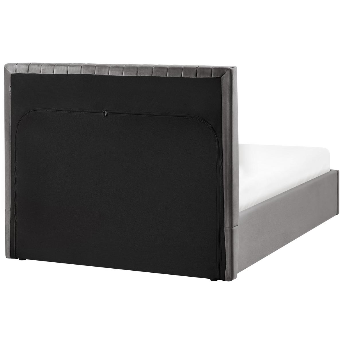 BETT mit Stauraum 120/200 cm Samtstoff Grau Vion - Grau, Textil (120/200cm) - Beliani