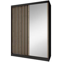 SCHWEBETÜRENSCHRANK Donatello mit 2 Türen und Schubkasteneinsatz, 160 cm, Schwarz+eiche Artisan - Schwarz/Eiche Artisan, Holzwerkstoff (160/205/60cm) - Beautysofa