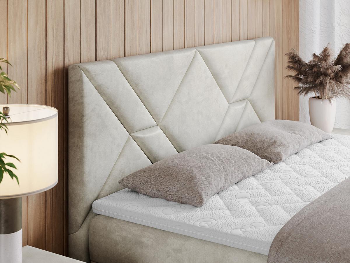 BOXBETT NEOMI 160/200 - Beige Velvet - H4 - Visco - Beige, Holz/Textil (160/200cm)