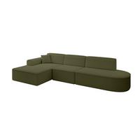 ECKSOFA Ottomane Links IREA-L2-v3 - 327x165x77 cm Grün - Platinfarben/Olivgrün, Holzwerkstoff/Textil (327/165cm) - ALTDECOR