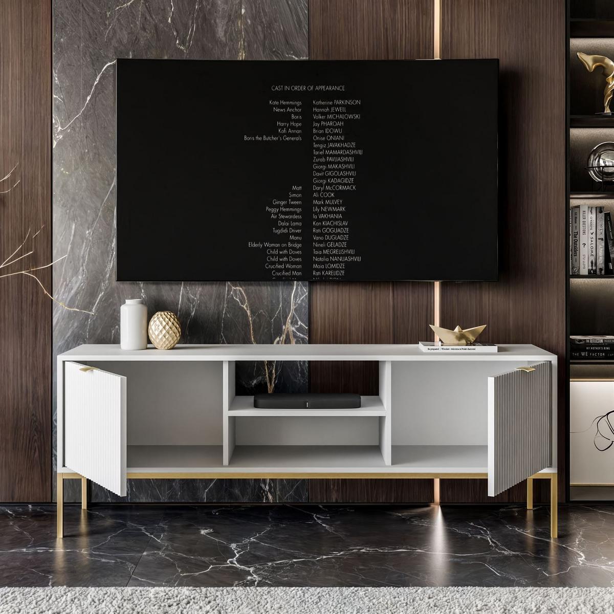 TV-ELEMENT CORTADO GOLD RTV154 WEISS - Weiß, Holzwerkstoff (154/56/39cm) - Lookway