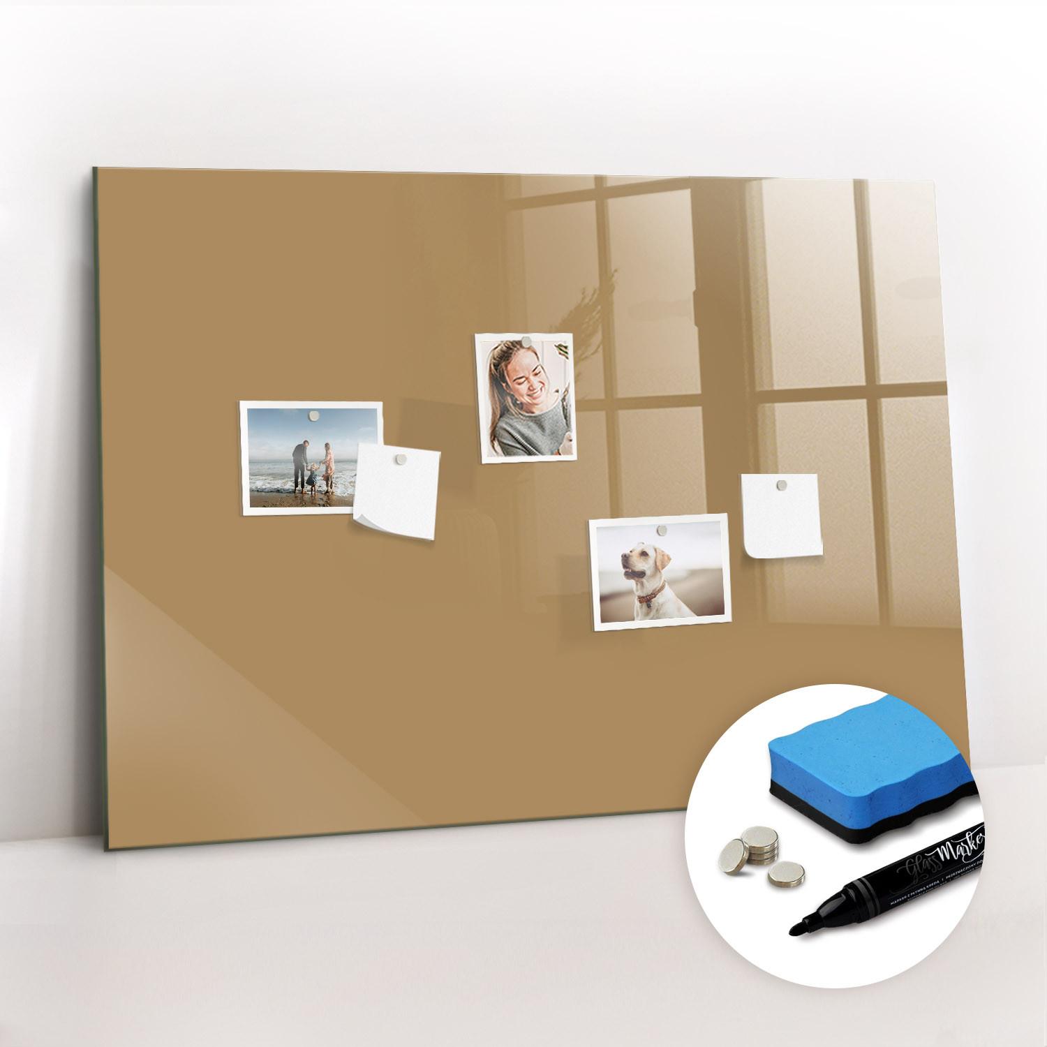 MAGNETTAFEL 100x70 Beige schwarzer Marker - Beige, Glas (100/0.4/70cm) - TULUP