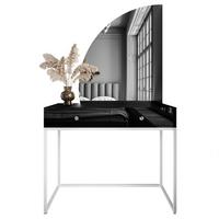 SCHMINKTISCH weiß/schwarz Hochglanz QUINNIE mit LED-Spiegel links Griff Kristall - Schwarz Hochglanz/Weiß, Holzwerkstoff (100/176/42cm) - Lookway