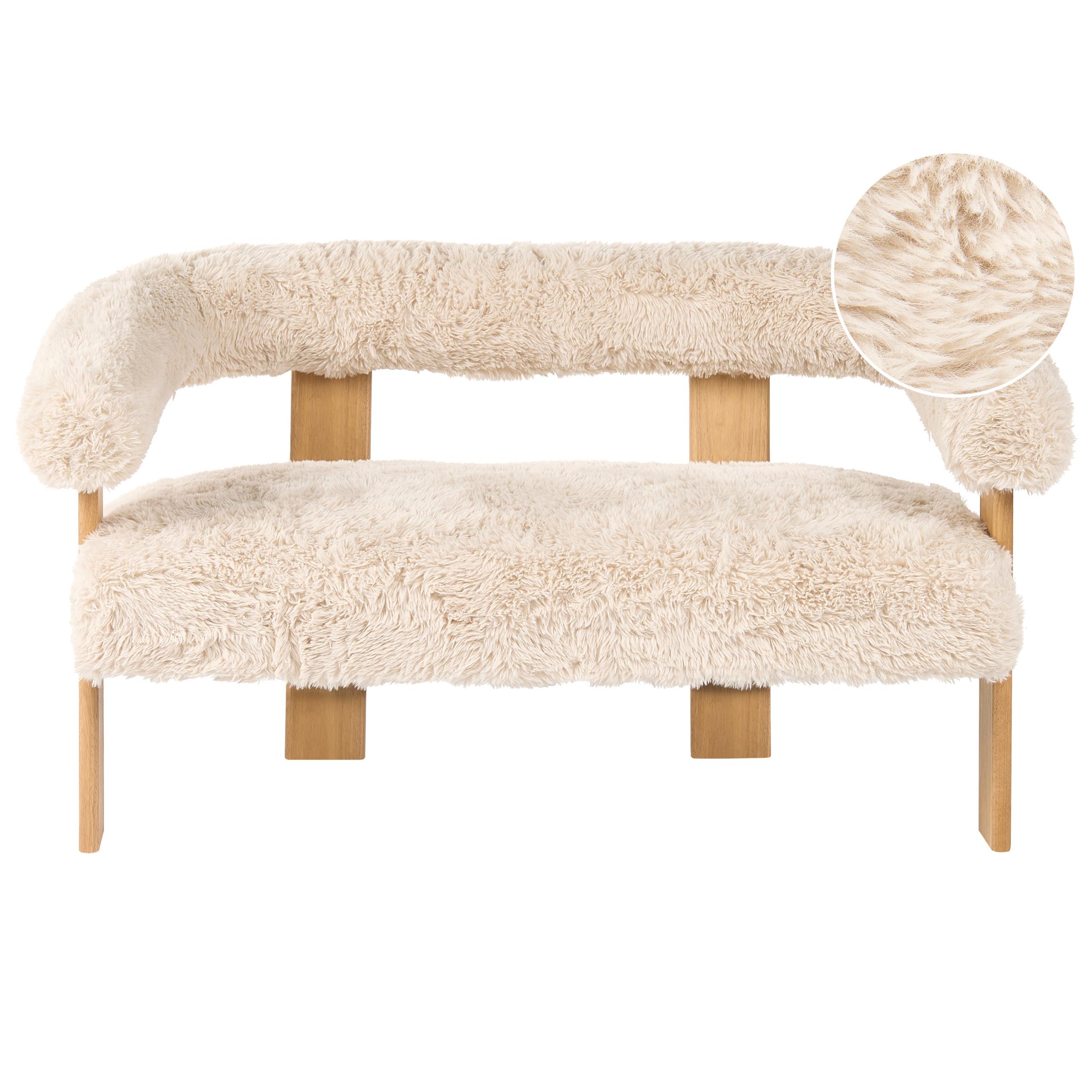 2-SITZER-SOFA Webpelz Cremeweiß/Hellbraun Ilbro - Creme, Textil (138/76/68cm) - Beliani