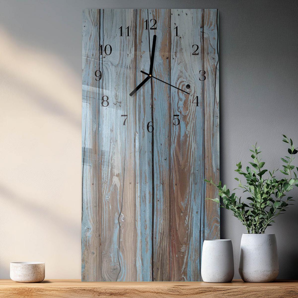 WANDUHR aus Glas 30x60 cm - Holz - Multicolor, Glas (30/60/0.4cm) - TULUP
