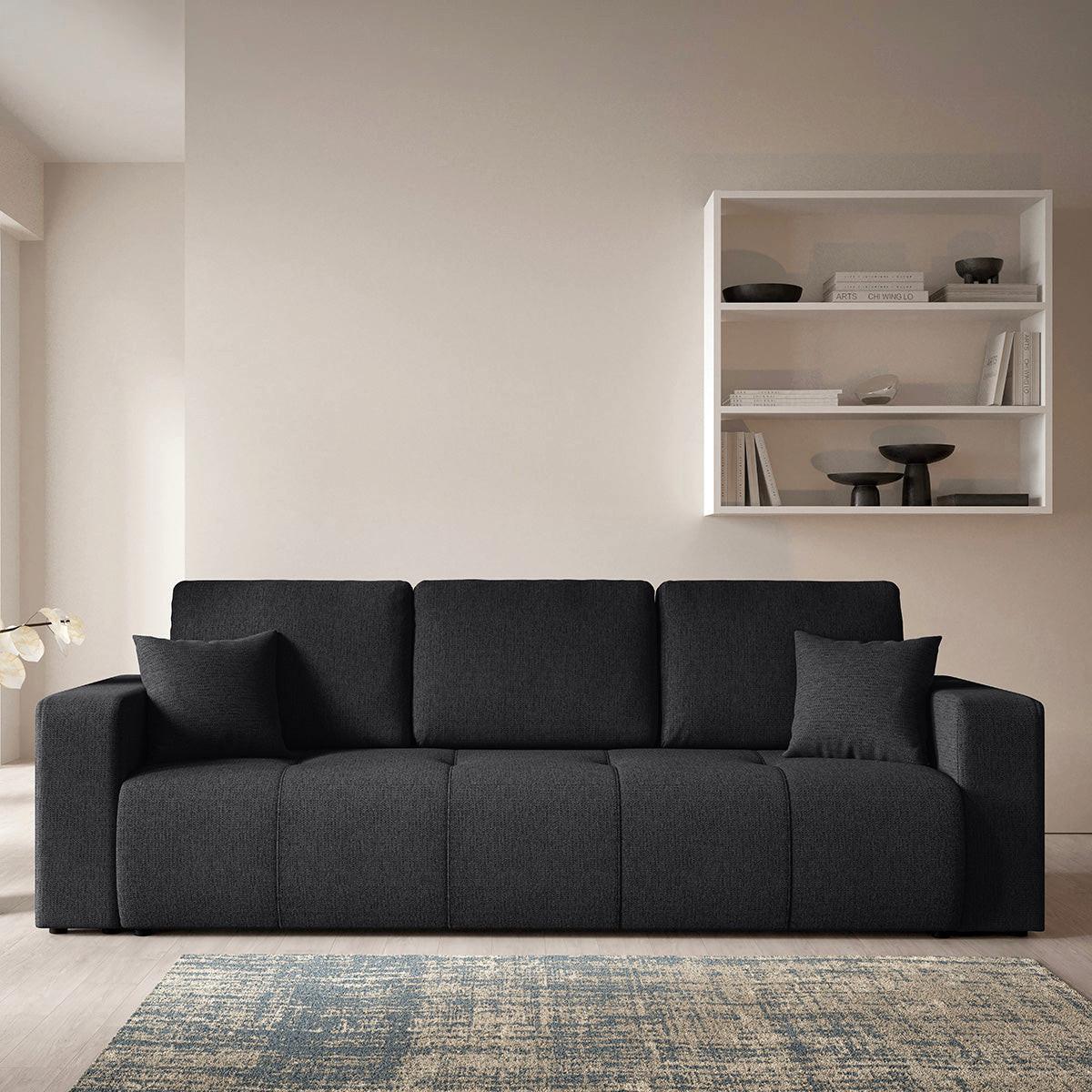 SOFA Vasco 3 Sitzplätze Schwarz - Schwarz, Holz (244/86/92cm) - Petits-meubles