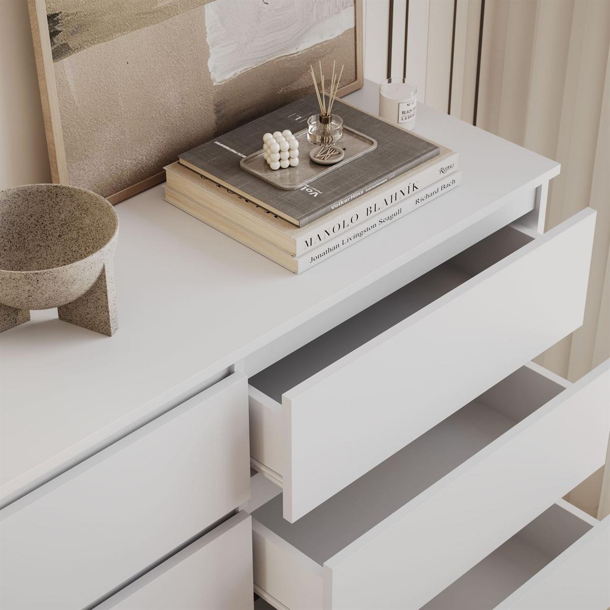 SIDEBOARD HANA M8 mit Schubladen Weiß - Weiß, Holzwerkstoff (120/97/40cm) - Lookway