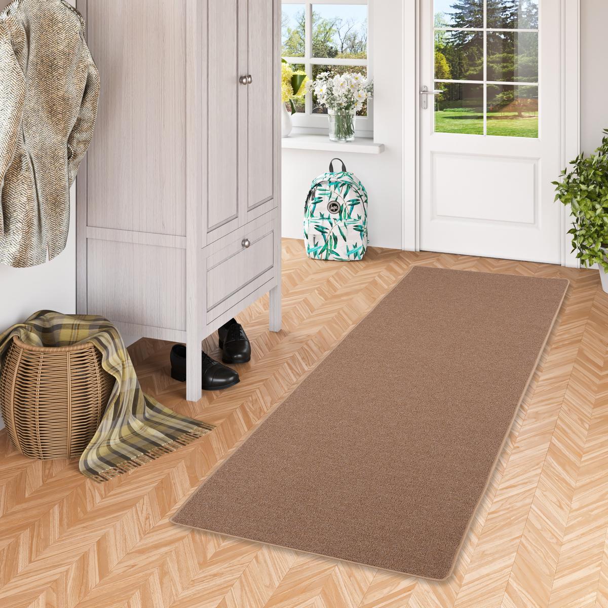 FEINSCHLINGEN VELOUR LÄUFER TEPPICH STRONG - Walnussfarben, Textil (80/160cm) - Snapstyle