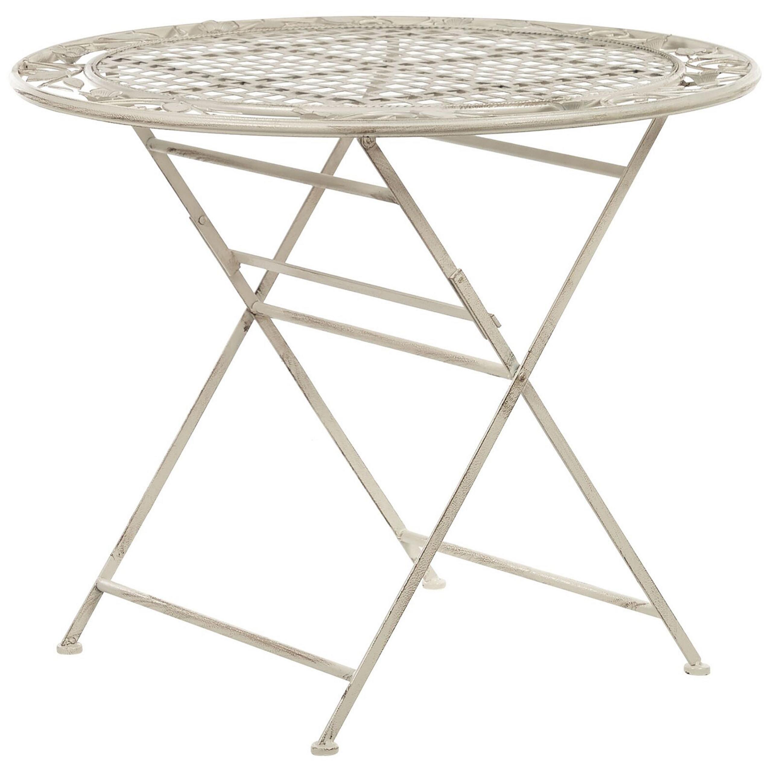 GARTENTISCH cm Metall Cremeweiß Bivio - Weiß, Metall (90/90/74cm) - Beliani