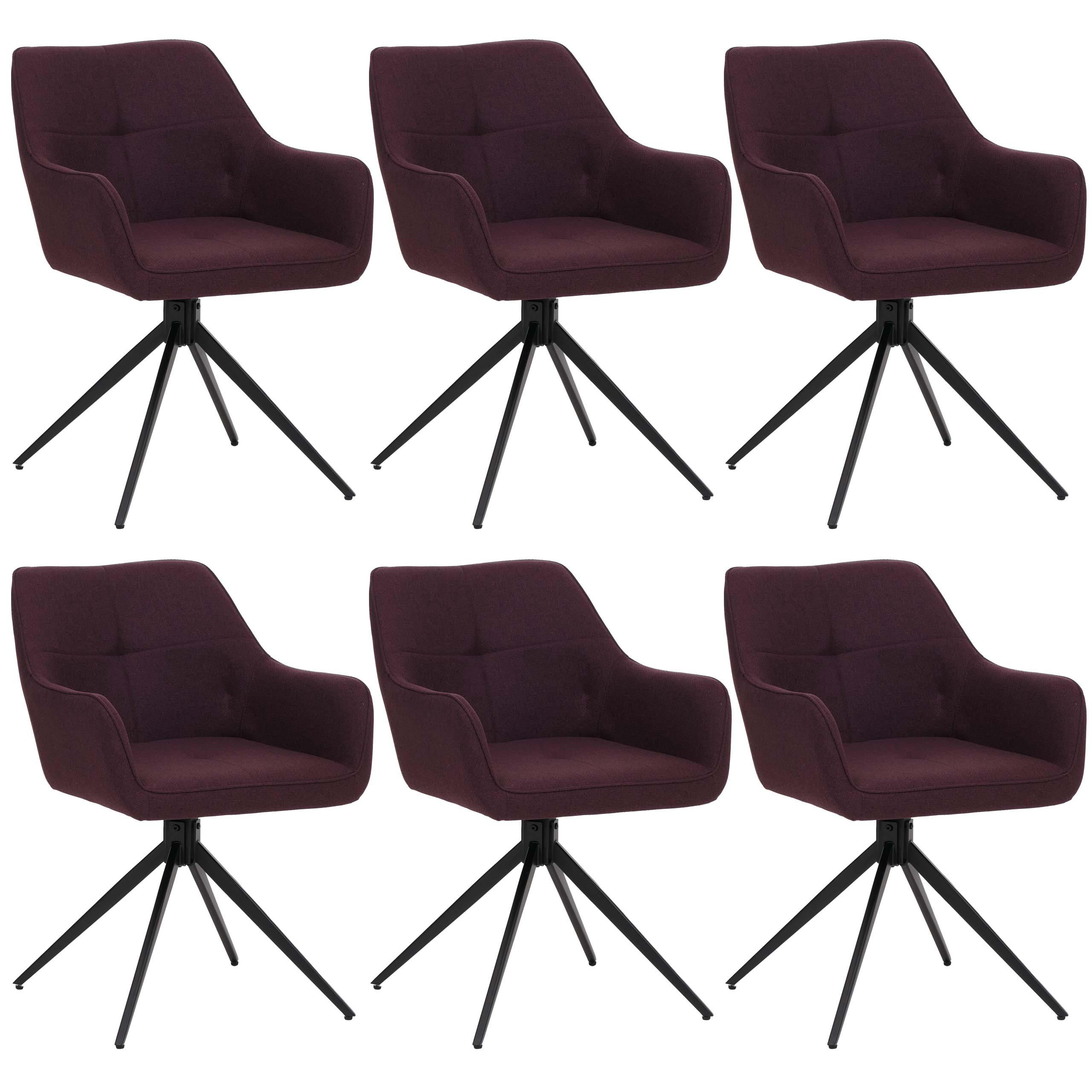 ESSZIMMERSTUHL Schwarz, Bordeaux 6er-Set - Bordeaux/Schwarz, Textil (53/80/59cm) - MCW