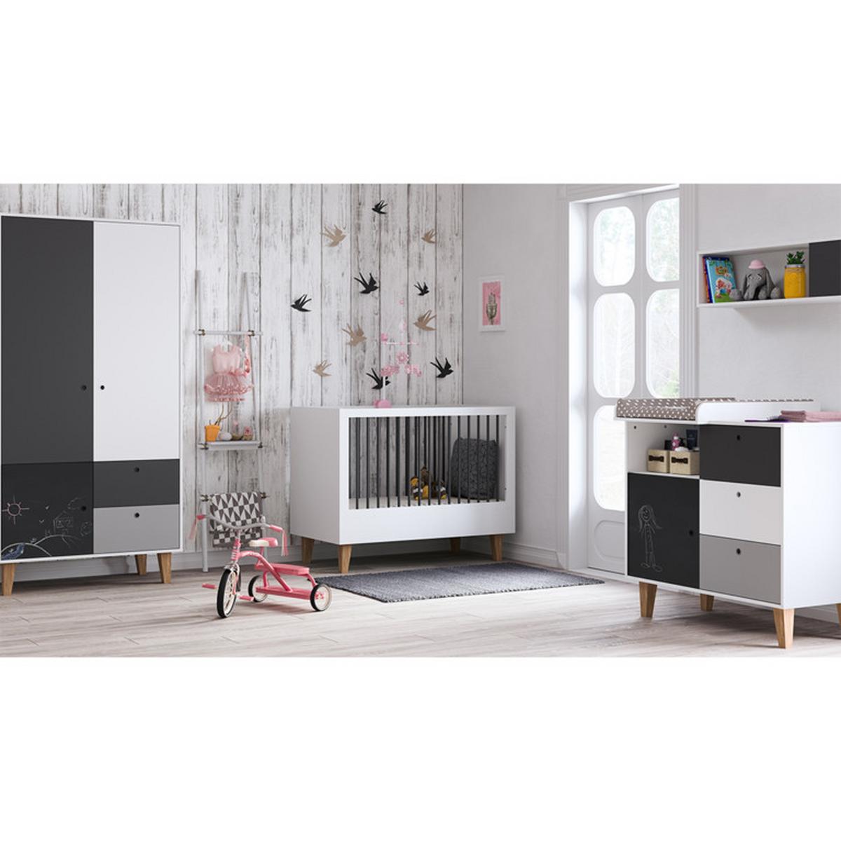 BABYZIMMER 3-teilig schwarz - Schwarz, Holzwerkstoff (144.5/97/75cm) - Petits-meubles