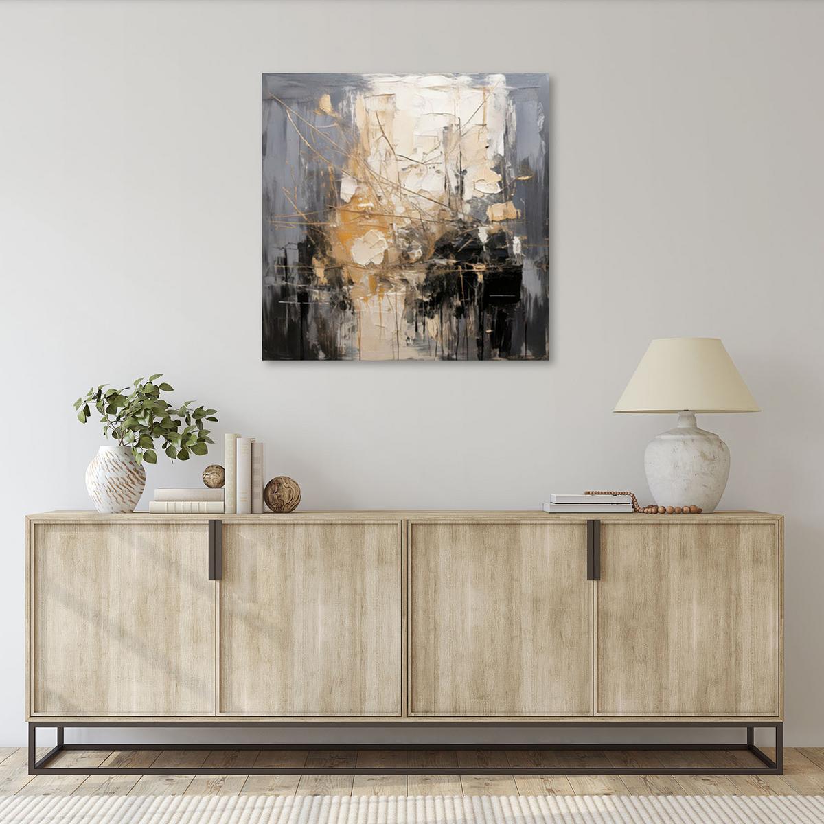 LEINWANDBILD Abstraktion Impasto-Technik Grau 40x40cm - Grau, Textil (40/40cm) - Feeby