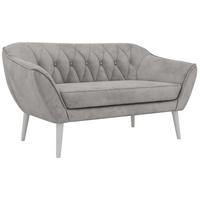 2-SITZER-SOFA PIRS - Hellgrau Velvet - Weiße Beine - Hellgrau/Weiß, Holzwerkstoff/Textil (140/75/74cm) - MKS