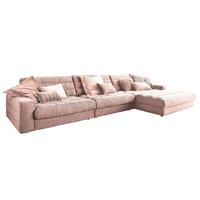 ECKSOFA XL LANA Pink Cord - Pink/Schwarz, Textil (416/205cm) - KAWOLA