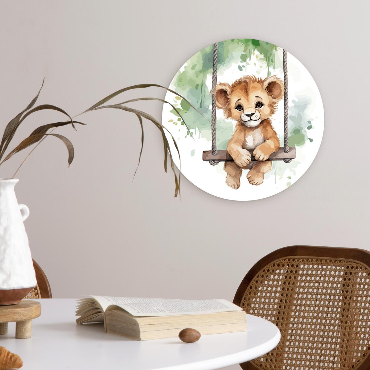WANDBILD Löwe - Tier - Kinder - Dschungel Deko Wohnzimmer 30x30 cm - Hellbraun, Kunststoff (30/30cm) - MuchoWow