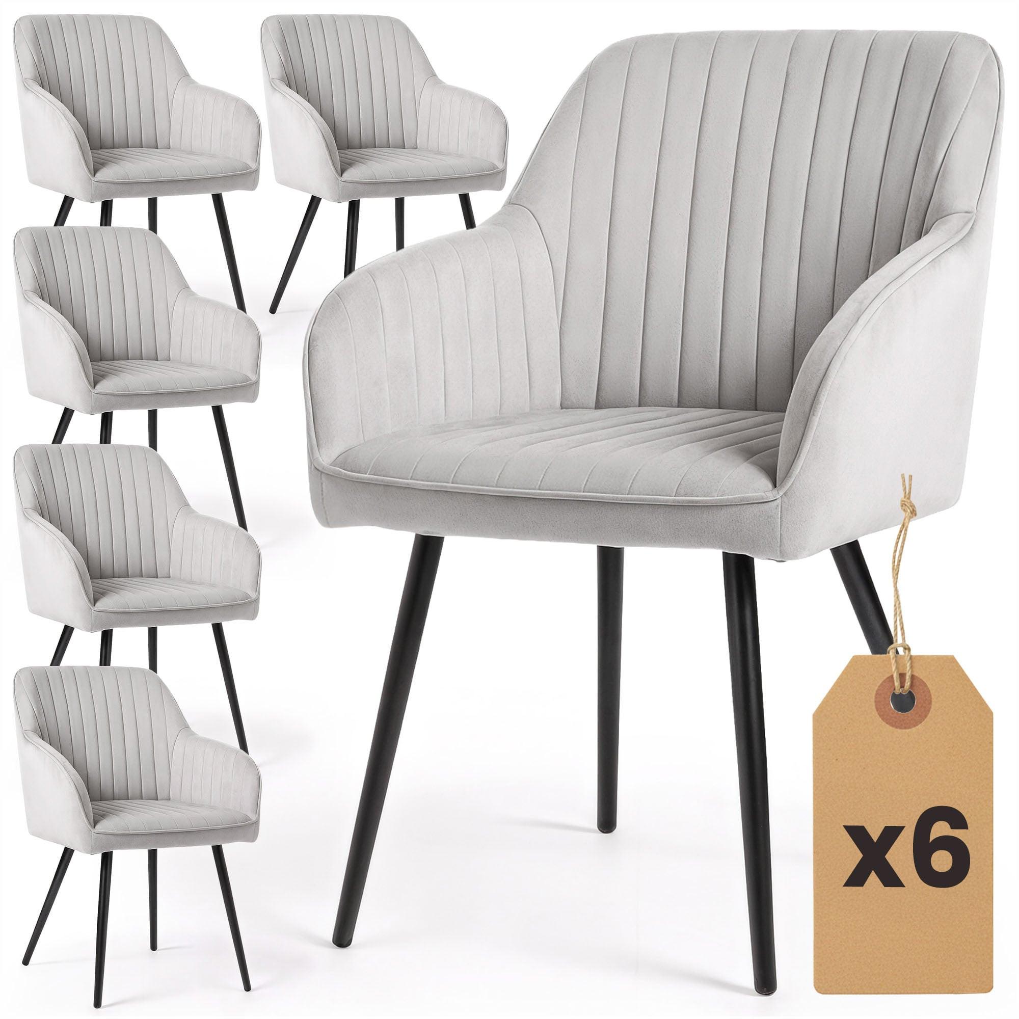 POLSTERSTUHL 6er Set, Metallbeine Grau, Schwarz 54,5/82/58 - Schwarz/Grau, Textil (55/82/52cm) - RAUMHIRSCH FURNITURE