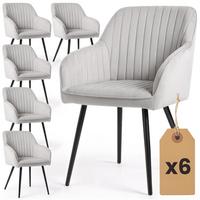 POLSTERSTUHL 6er Set, Metallbeine Grau, Schwarz 54,5/82/58 - Schwarz/Grau, Textil (55/82/52cm) - RAUMHIRSCH FURNITURE