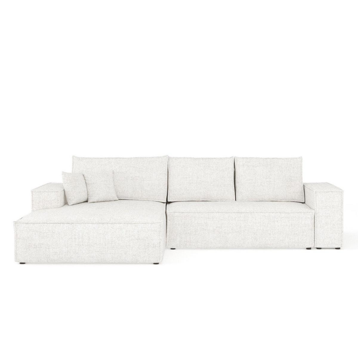 ECKSOFA TAURI mit Schlaffunktion Creme im Neve Stoff - Creme/Schwarz, Holz/Holzwerkstoff (294/185cm) - AltaBeds