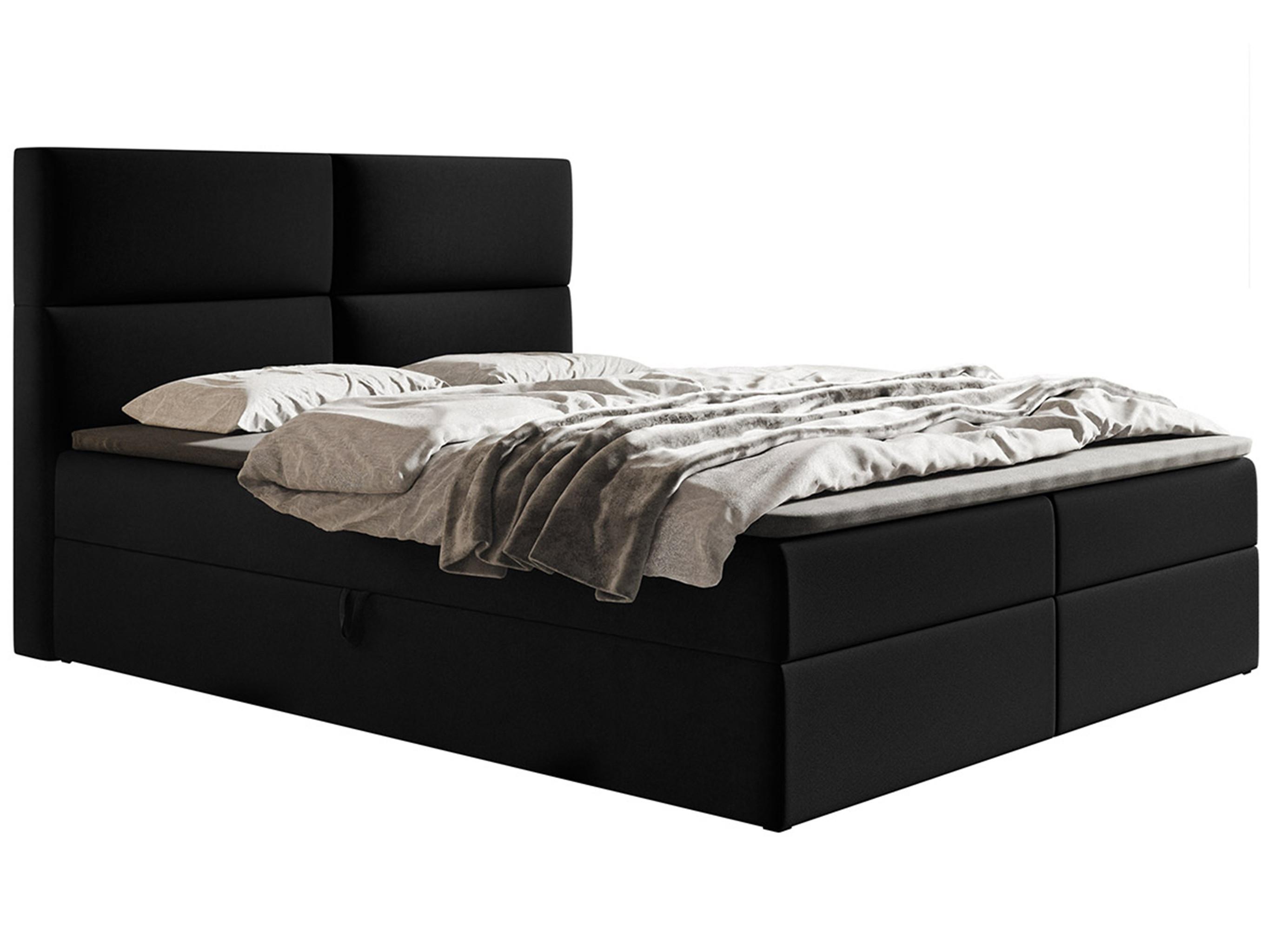 BOXBETT Bonio III 120/200 cm in Schwarz – mit Bettkasten und Topper - Schwarz, Holz/Holzwerkstoff (120/200cm) - AX Living