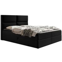 BOXBETT Bonio III 120/200 cm in Schwarz – mit Bettkasten und Topper - Schwarz, Holz/Holzwerkstoff (120/200cm) - AX Living