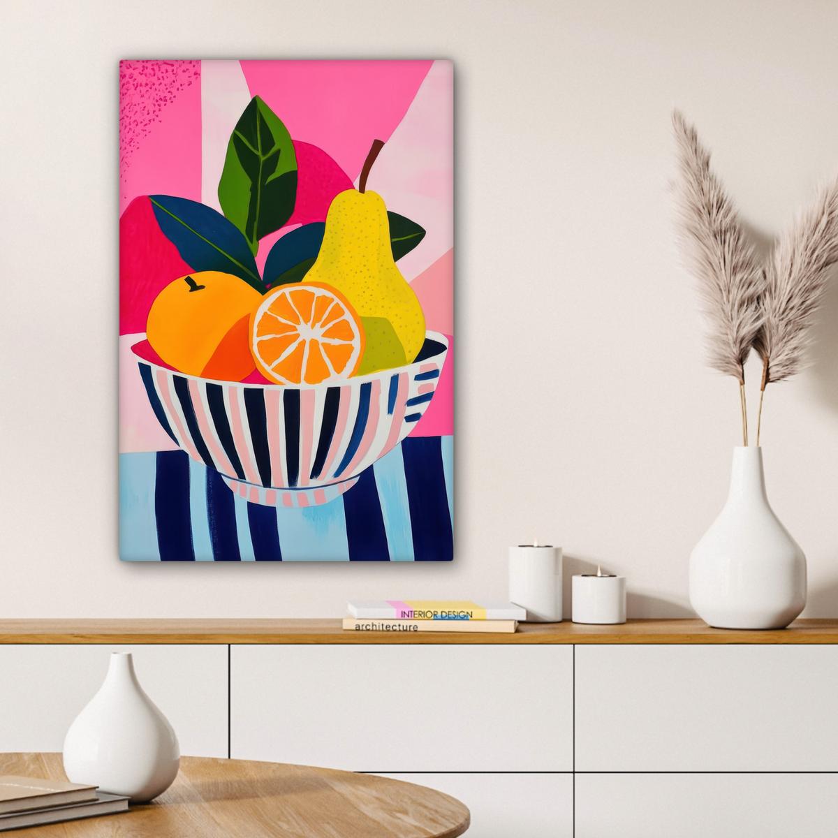 LEINWANDBILD Obst - Abstrakter Hintergrund - Rosa Wanddeko Schlafzimmer 60x90 cm - Pink, Textil (60/90cm) - MuchoWow