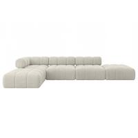ECKSOFA modulares Sofa Kerru-L2 - 380x190x70 cm Creme Cord - Hellgrau/Creme, Holzwerkstoff/Textil (380/190cm) - ALTDECOR