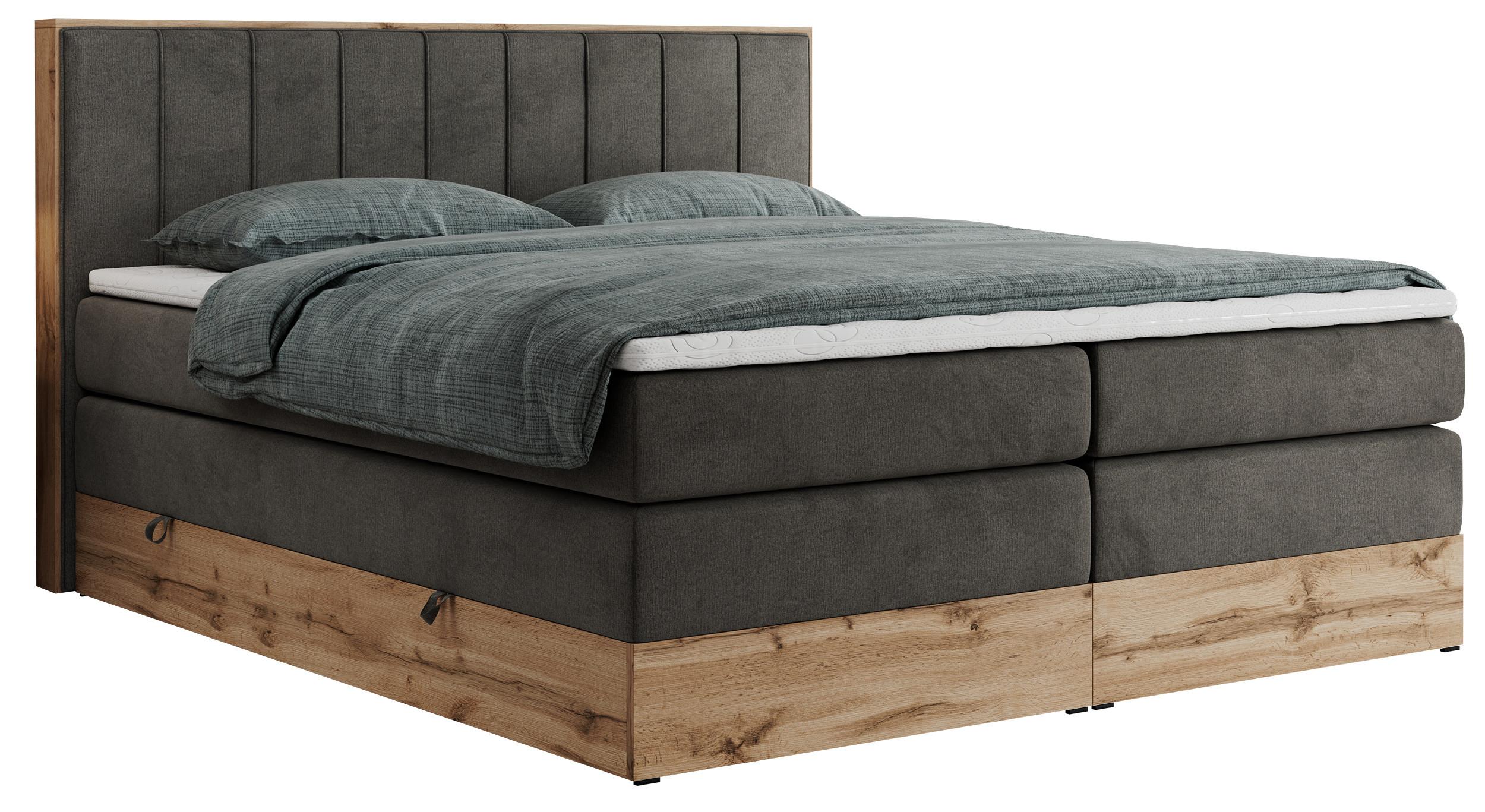 BOXSPRINGBETT BELLISSIMO KING 180/200 Dunkelgrau Velvet - H4 - Dunkelgrau, Holz/Textil (180/200cm) - MKS